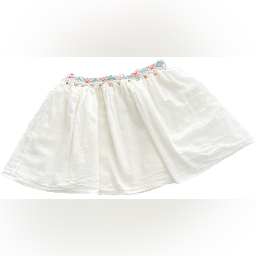 LA PETITE ETOILE PARIS Mini Skirt Womens Small Embroidered Waistband 100% Cotton